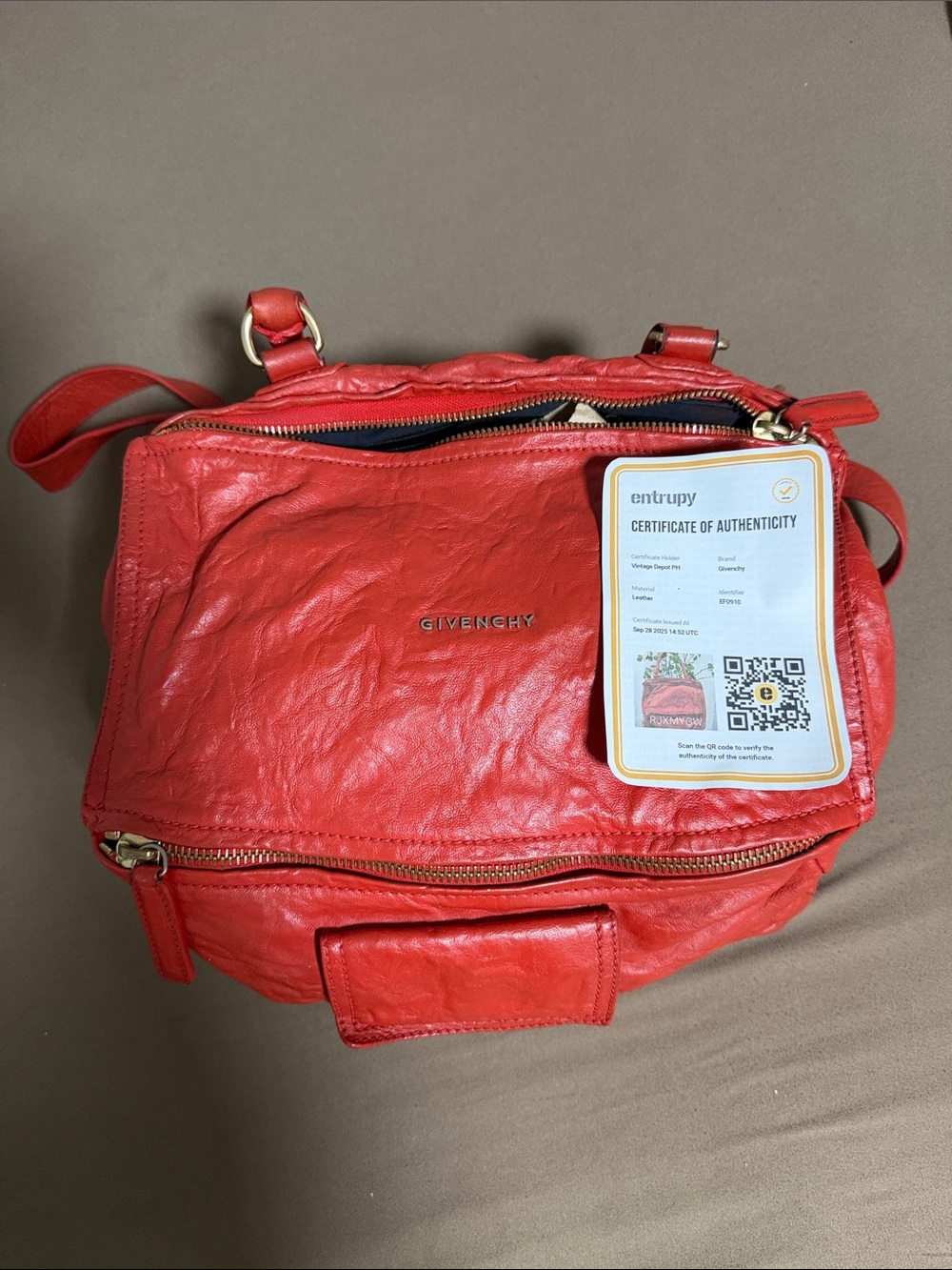 Givenchy Red Leather Crossbody Satchel with Top Handle - Picture 3 of 3